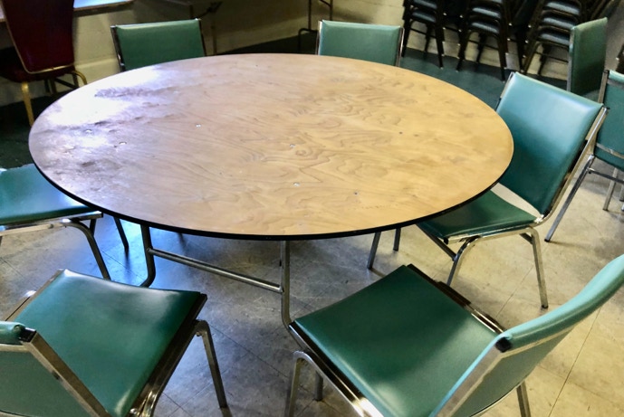 tables are 5 ft. and we have plenty of chairs